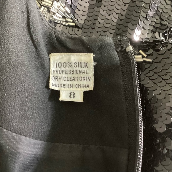 Vintage Dress Sequin Stars Party Black Silver 8 - Picture 5 of 11